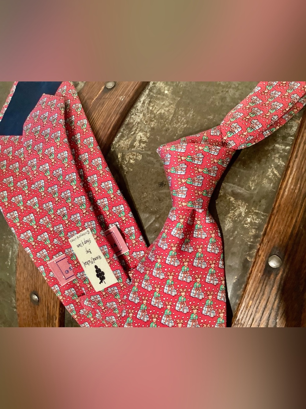 Vineyard Vines Red Novelty Reindeer Silk Tie